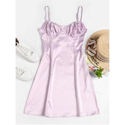 Backless Satin Flared Cami Dress